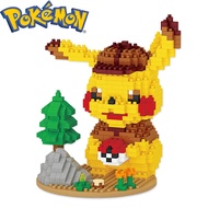 675PCS  LBOYU Pokemon Scene Detective Pikachu Mini Building Blocks Diamond Micro Brick Figures Toys For Kid Birthday Gift 7124A