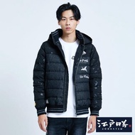 【EDWIN】江戶勝 字紋牛仔羽絨外套-男款(黑色)