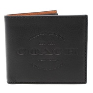 COACH新款 壓印LOGO八卡短夾-黑色