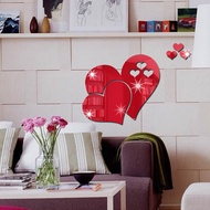 [youpinzg] Heart Shape Acrylic 3D Mirror Wall Sticker Self-adhesive Wallpaper Waterproof Living Room Background Wall Decor DIY Creative Wall Decals Mural