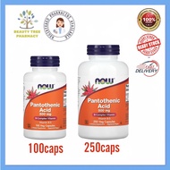 NOW Foods Pantothenic Acid 500 mg, 100 / 250 Veg Capsule