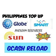 GCASH RELOAD/PHILIPPINES MOBILE RELOAD/TOP UP - GLOBE / SMART / SUN / TALK N TEXT