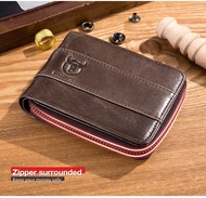Men's multipurpose wallet Upscale cowhide double fold wallet Zipper change wallet men's wallet