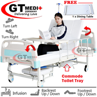 WSS-02 GT MEDIT GERMANY 8 Function Double Crank Turn Medical Hospital Nursing Bed Mattress Infusion Commode Tilam Katil