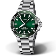 【ORIS 豪利時】Aquis時間之海300米潛水錶(0173377324157-0782105PEB 綠)