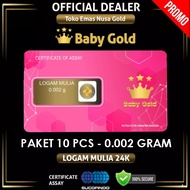 Baby Gold 0,002 Gram - Logam Mulia Emas Murni Mini Gold 24 Karat (PAKET 10 PCS)