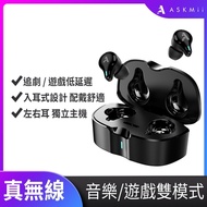 【ASKMii 艾斯迷】真無線觸控藍牙耳機GB-1(低延遲/雙主機)