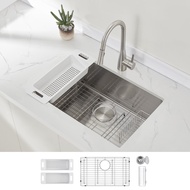 ZUHNE Modena Single Bowl Undermount Kitchen Sink with Accessories, 16-Gauge or 1.5mm T304 Stainless Steel