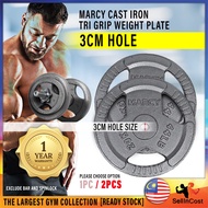 SellinCost 3cm Marcy Cast Iron Weight Plate 2.5kg / 5kg / 7.5kg / 10kg / 15kg / 20kg Weight Plate Trigrip Tri Grip Handheld Handhold Hole Dumbbell Plates Barbell Weight Lifting Besi Angkat Berat 1pc / 2pcs