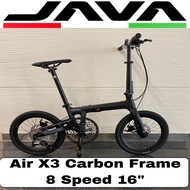 JAVA Air X3 Bike 16 Inch 8 Speed Carbon Fiber Bicycle | Shimano Shifter | Decaf Disc Brake | Lighter Weight