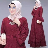 DRESS GAMIS MUSLIM MX YUNITA GAMIS BROKAT GAMIS FASHION MEWAH BUSANA GAUN PESTA