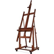 VISWIN Heavy-Duty Extra Large H-Frame Easel, Holds Canvas up to 82", Tilts Flat, Solid Beech Wood Convertible Studio Easel with Storage, Adjustable Artist Painting Easel Stand with Wheels, for Adults