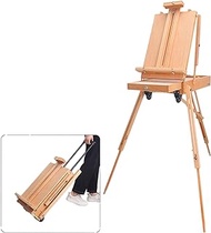 Easel, portable foldable adult wooden easel, tripod art display stand, with rods and wheels, suitable for painting and art display.