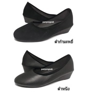 FF- รองเท้าคัชชู ส้นสูง 1.5 นิ้ว รุ่น AJ711 size 36-41 ดำหนัง ดำกำมะหยี่ รองเท้าผู้หญิง