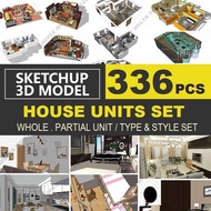 SketchUp | 3D Model House Unit / Designer Style set 336 for home interior design | Exclusive Material Library