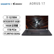 GIGABYTE AORUS 17 XE4-73TW514SH 技嘉電競筆電/i7-12700H/RTX3070Ti 8GB/16GB/1TB PCIe Gen4/17.3吋FHD 360Hz/W11/RGB單點鍵盤/台灣製造
