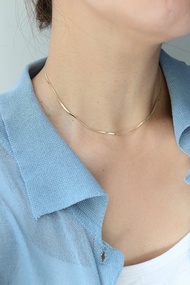 純14K Omega Necklace (Small Size) 扁蛇項鍊 (寬度 1.3mm)