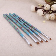 ecmallshow 5PCS Nail Art Wood UV Gel Salon Pen Flat Brush Kit Dotting Tool