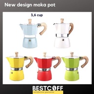 BESTCOFF New design moka pot หม้อต้มกาแฟสด รุ่นใหม่ เตาไฟฟ้า ขนาด 3,6 cup