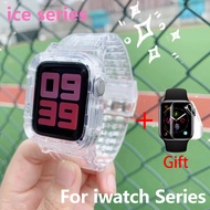 สายรัดข้อมือซิลิโคนยางนิ่มสำหรับApple Watch I Watch Series 5 4 3 2 1 Case Strap Sport Band Strap With Case 38Mm 40Mm 42Mm 44Mm