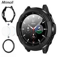 Miimall เคส Samsung Galaxy Watch 4 Classic 42/46Mm,เคส TPU เกราะกันกระแทก1ชิ้น + ฟิล์มกันรอยกระจกนิรภัย2ชิ้น1ฝาสำหรับ Galaxy Watch4 Classic 46Mm