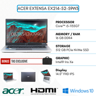 LAPTOP ACER EXTENSA EX214-52-59W3 [CORE I5-1135G7 / RAM 16 GB DDR4 / SSD 512 GB + SLOT HDD / 14" FHD IPS LCD / WINDOWS 10 ORIGINAL / SILVER / FREE TAS LAPTOP EXCLUSIVE]