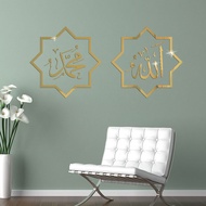 【CW】 Acrylic Mirror Sticker Office Living Room Bedroom Wall Wallpaper Decoration Octagonal Araba Mirror Sticker
