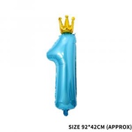 喜慶派對- 36吋藍色皇冠數字1氣球 – 生日派對佈置裝飾