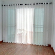 ผ้าม่านโปร่งสำเร็จรูปหน้าต่าง ประตู แบบตาไก่เจาะห่วง สีขาว ขนาด130*150,130*220,130*250,200*220,200*250 ติดตั้งได้เอง ต่อ1ชิ้น