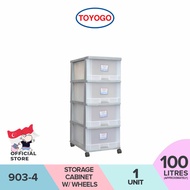 Toyogo 903-4 Plastic Storage Cabinet / Drawer With Wheels (4 Tier)