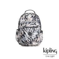 【KIPLING】夏日棕櫚印花機能手提後背包-SEOUL