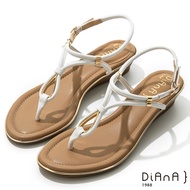 DIANA 3.5cm羊紋幾何線條水滴金屬綴飾涼鞋-浪漫夏日-白