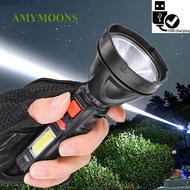 AMYMOONS Ultra Bright 80000LM COB LED Flashlight USB Rechargeable Torch Light 4 Modes