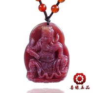 【喜緣玉品】天然七彩玉春秋文關公玉珮