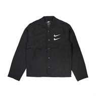 Nike 外套 NSW Swoosh Jacket 男款 運動休閒 拒水 防潑水 壓線 雙勾 穿搭 黑 白 DM1247-010