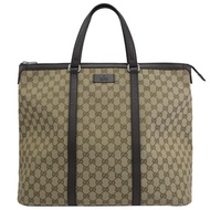 【GUCCI 古馳】經典雙G LOGO緹花布拼接旅用大托特包(駝/咖)