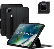 ZUGU Case for 2021 iPad Pro 12.9 inch Gen 5 - Slim Protective Case - Wireless Apple Pencil Charging - Magnetic Stand &amp; Sleep/ Wake Cover (Fits Model #’s A2378, A2379, A2461, A2462) - Stealth Black