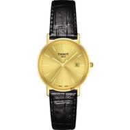 【TISSOT 天梭】18K金 Goldrun 石英錶-金x黑/29mm(T9222101602100)