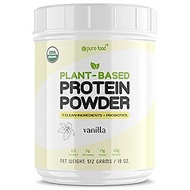 Pure Food: Plant Based Protein Powder with Probiotics | Organic, All Natural, Vegan Whole Food Ingredients with No Additives | Gluten, Dairy, Soy Free, Keto Friendly | Vanilla Bean, 512 Gram Bag