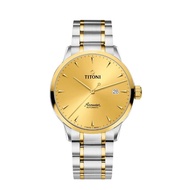 【TITONI 梅花錶】空中霸王系列 40mm大開面 83733 SY-651 金色面盤/間金鋼帶(83733 SY-651)