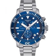 TISSOT 天梭 Seastar 1000海洋之星300米潛水三眼計時石英錶-藍(T1204171104100)