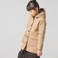 日本 OMNES - (兒童)厚刷毛衍縫鋪棉連帽保暖外套-杏