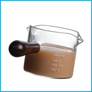 Espresso Shot Glass Wood Handle Double Mouth Milk Cup Espresso Measuring Cup and Espresso Shot Glass with tongsg tongsg