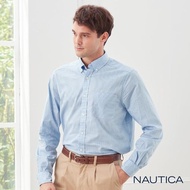 【NAUTICA】圓點小格紋交織長袖襯衫(淺藍)