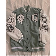Áo Khoác Nhung Tăm Jacket Varsity Form Rộng Gonz