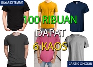 KAOS POLOS PRIA WANITA UNISEX PAKET 100 RIBUAN 6 PCS