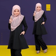 xxxxxxxx959 FF1mleVP Trending Baju Suit Muslimah Plus Size Blouse Loose pants (S - XXXL) A Cutting BlackGreenPinkPurpleNavy blue