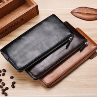 Men's long wallet Korean youth zipper men's mobile phone bag ultra-thin wallet polyester solid color brand new