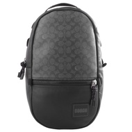 COACH-方塊皮標LOGO拚接皮革男後背包(黑X黑灰)中