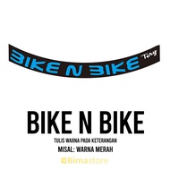 Bike N BIKE BIKE Wheel Rims Decal Sticker | Width 1-3 cm | 16", 18", 20", 24", 27.5", 29", 700c | Mtb BMX Folding Mountain Bike Wheel Rims Sticker Fixie Rims Stickers